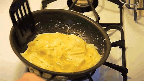 cooking a chicken omelette