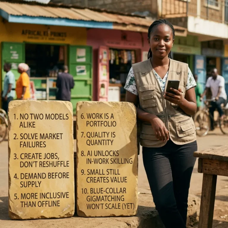 10 commandments of jobtech on tablets with lady worker in marketplace